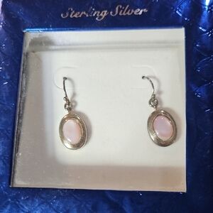 Sterling Silver Pink Oval Earrings